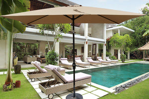 English Elm 6 9x6ft Rectangular Patio Umbrella with Crank & Tilt, Waterproof Polyester Canopy, UPF40+ Weather-Resistant Shade Brown W65642347