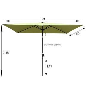 English Elm 6 9x6ft Rectangular Patio Umbrella with Crank & Tilt, Waterproof Polyester Canopy, UPF40+ Weather-Resistant Shade Lime green W65642343
