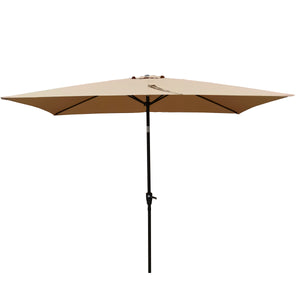 English Elm 6 9x6ft Rectangular Patio Umbrella with Crank & Tilt, Waterproof Polyester Canopy, UPF40+ Weather-Resistant Shade Brown W65642347
