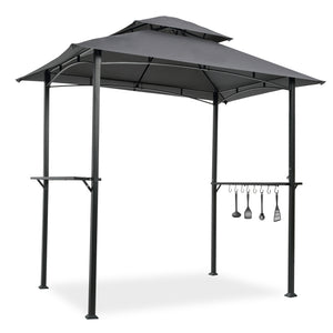 English Elm Outdoor Grill Gazebo 8x5 Ft – Rust-Resistant Steel Frame, Double-Tier Ventilated Canopy for BBQs and Parties Gray W41918148