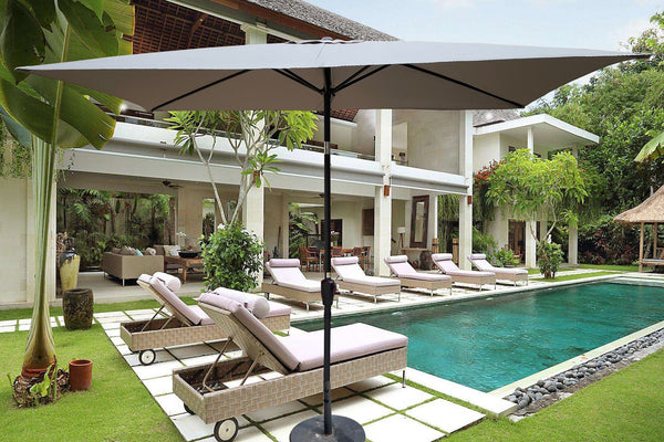 English Elm 6 9x6ft Rectangular Patio Umbrella with Crank & Tilt, Waterproof Polyester Canopy, UPF40+ Weather-Resistant Shade Medium grey W65642344