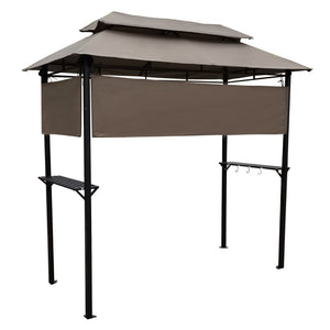 English Elm 8x4ft Outdoor Grill Gazebo Steel Frame Tiered Canopy with Bar Shelves for Patio Cooking Mushroom W65642413