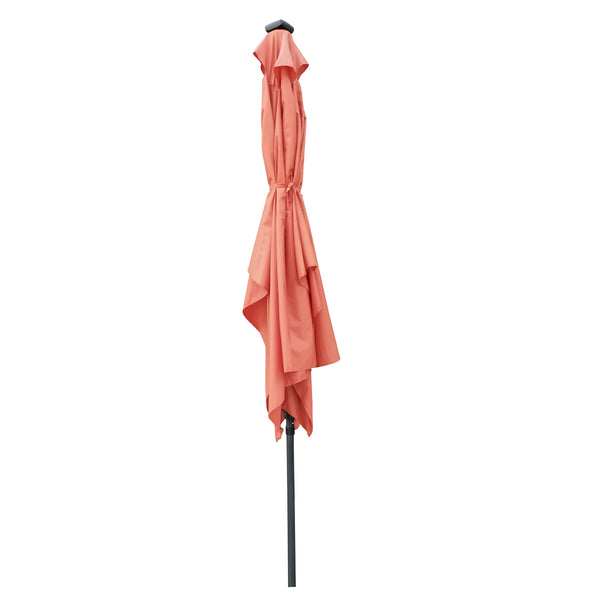 English Elm 10 10x6.5ft Solar LED Patio Umbrella with 26 Lights, Crank Lift, Push-Button Tilt, UV40+ Protection Light Brick Red W65642334