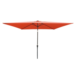 English Elm 10 10x6.5ft Solar LED Patio Umbrella with 26 Lights, Crank Lift, Push-Button Tilt, UV40+ Protection Light Brick Red W65642334
