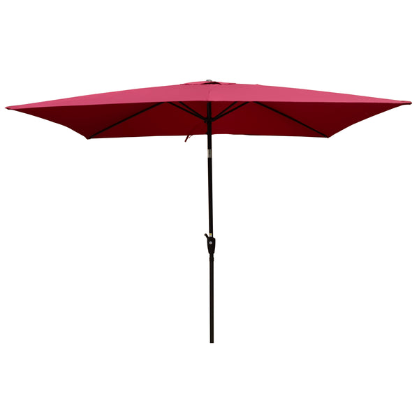 English Elm 6 9x6ft Rectangular Patio Umbrella with Crank & Tilt, Waterproof Polyester Canopy, UPF40+ Weather-Resistant Shade Burgundy W65642342
