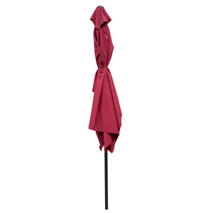 English Elm 6 9x6ft Rectangular Patio Umbrella with Crank & Tilt, Waterproof Polyester Canopy, UPF40+ Weather-Resistant Shade Burgundy W65642342
