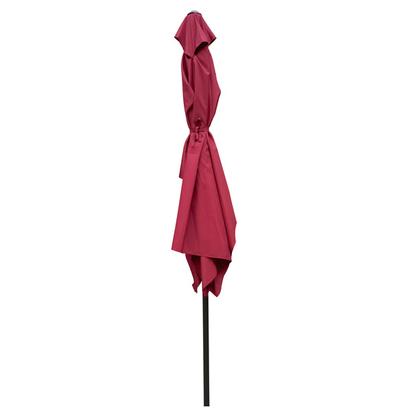 English Elm 6 9x6ft Rectangular Patio Umbrella with Crank & Tilt, Waterproof Polyester Canopy, UPF40+ Weather-Resistant Shade Burgundy W65642342