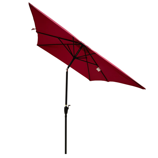 English Elm 6 9x6ft Rectangular Patio Umbrella with Crank & Tilt, Waterproof Polyester Canopy, UPF40+ Weather-Resistant Shade Burgundy W65642342