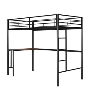 English Elm Twin Over Full Metal Bunk Bed with Built-in Study Desk Steel Frame Kids Bedroom LT000092AAB