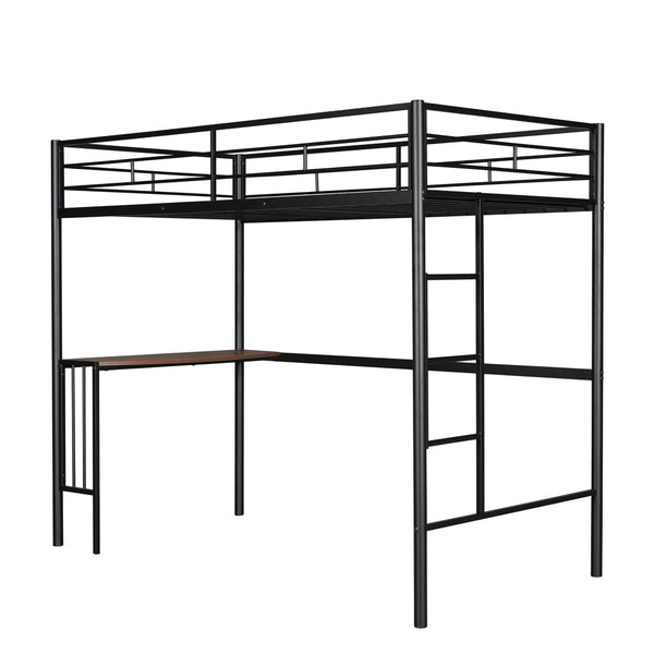 English Elm Twin Over Full Metal Bunk Bed with Built-in Study Desk Steel Frame Kids Bedroom LT000092AAB