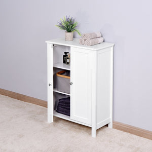 English Elm Bathroom Floor Cabinet White Mdf Double Door Adjustable Shelf Moisture Resistant Storage W40914886