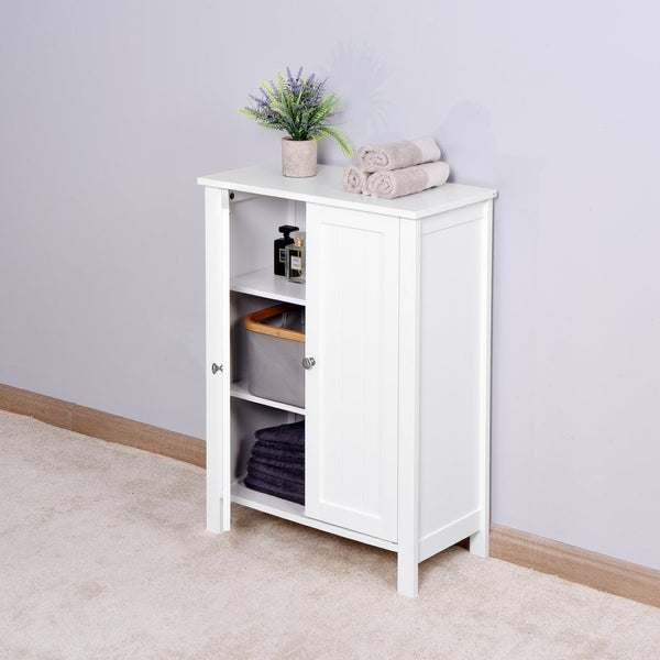 English Elm Bathroom Floor Cabinet White Mdf Double Door Adjustable Shelf Moisture Resistant Storage W40914886