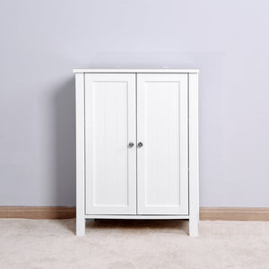 English Elm Bathroom Floor Cabinet White Mdf Double Door Adjustable Shelf Moisture Resistant Storage W40914886