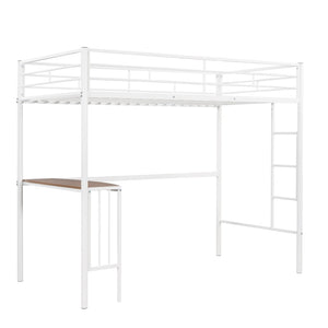 English Elm Twin Over Full Metal Bunk Bed with Built-in Study Desk Steel Frame Kids Bedroom White LT000092AAK
