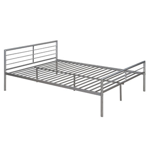 English Elm Twin Over Full Metal Bunk Bed with Built-in Study Desk Steel Frame Kids Bedroom Silver LT000092AAN
