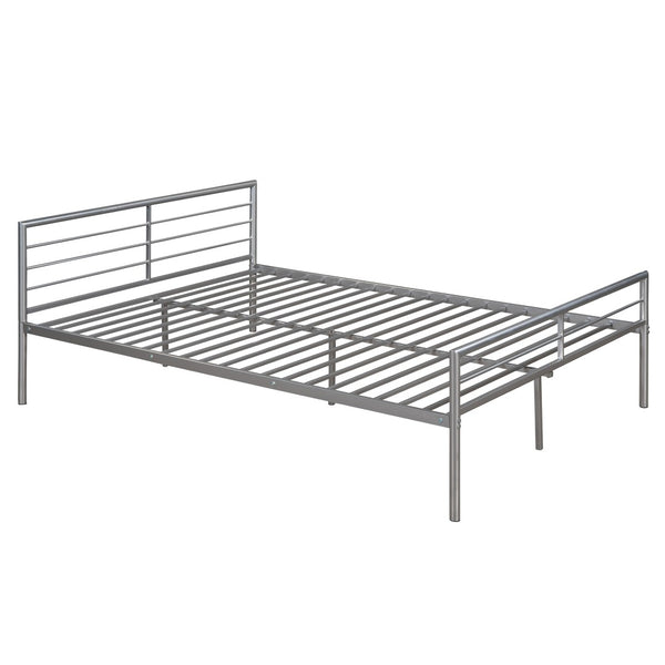 English Elm Twin Over Full Metal Bunk Bed with Built-in Study Desk Steel Frame Kids Bedroom Silver LT000092AAN