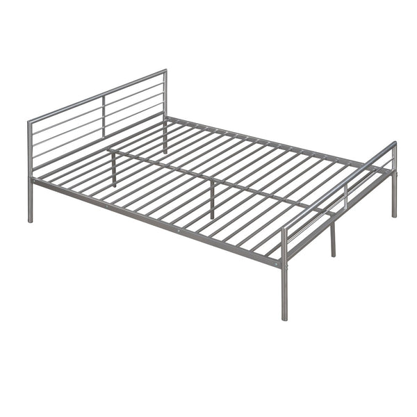 English Elm Twin Over Full Metal Bunk Bed with Built-in Study Desk Steel Frame Kids Bedroom Silver LT000092AAN