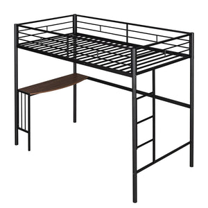 English Elm Twin Over Full Metal Bunk Bed with Built-in Study Desk Steel Frame Kids Bedroom LT000092AAB