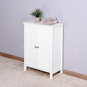 English Elm Bathroom Floor Cabinet White Mdf Double Door Adjustable Shelf Moisture Resistant Storage W40914886