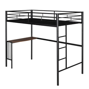 English Elm Twin Over Full Metal Bunk Bed with Built-in Study Desk Steel Frame Kids Bedroom LT000092AAB
