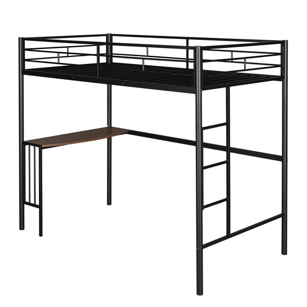English Elm Twin Over Full Metal Bunk Bed with Built-in Study Desk Steel Frame Kids Bedroom LT000092AAB