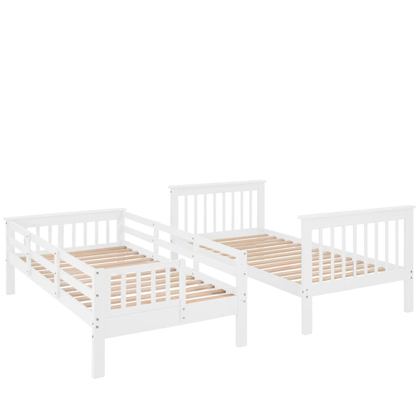 English Elm Stairway Twin Over Bunk Bed with Step Storage White Pine Kids Bedroom LT000109AAK