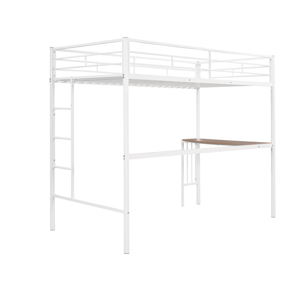 English Elm Twin Over Full Metal Bunk Bed with Built-in Study Desk Steel Frame Kids Bedroom White LT000092AAK