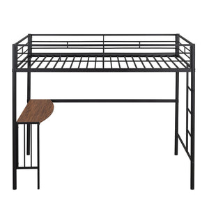 English Elm Twin Over Full Metal Bunk Bed with Built-in Study Desk Steel Frame Kids Bedroom LT000092AAB