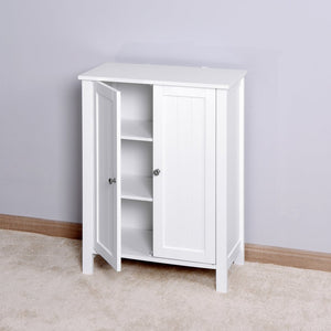 English Elm Bathroom Floor Cabinet White Mdf Double Door Adjustable Shelf Moisture Resistant Storage W40914886