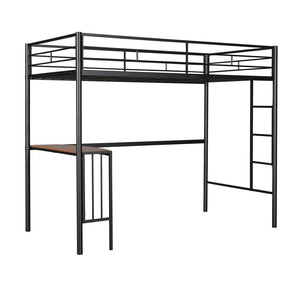 English Elm Twin Over Full Metal Bunk Bed with Built-in Study Desk Steel Frame Kids Bedroom LT000092AAB