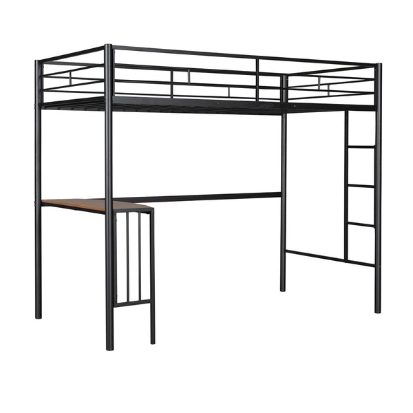 English Elm Twin Over Full Metal Bunk Bed with Built-in Study Desk Steel Frame Kids Bedroom LT000092AAB
