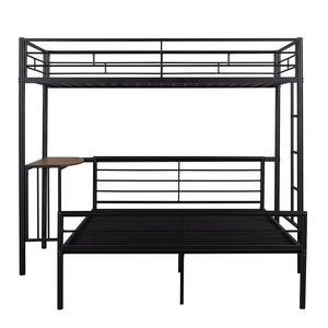 English Elm Twin Over Full Metal Bunk Bed with Built-in Study Desk Steel Frame Kids Bedroom LT000092AAB