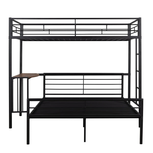 English Elm Twin Over Full Metal Bunk Bed with Built-in Study Desk Steel Frame Kids Bedroom LT000092AAB