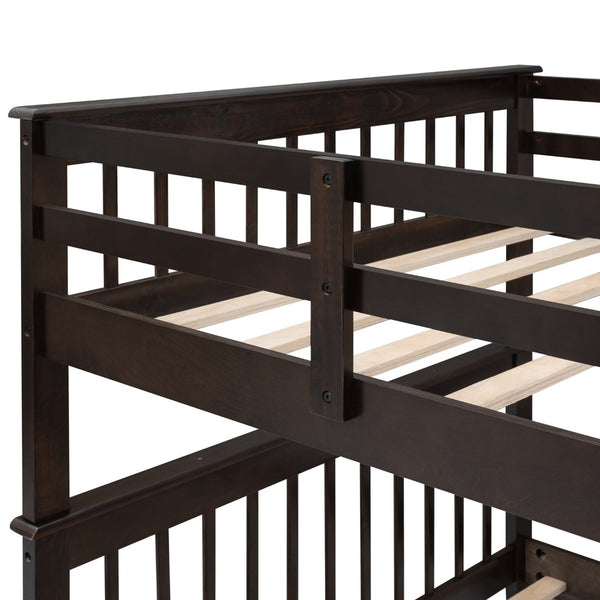 English Elm Stairway Full Over Bunk Bed with Staircase Storage Shelves in White Pine Espresso LT100110AAP
