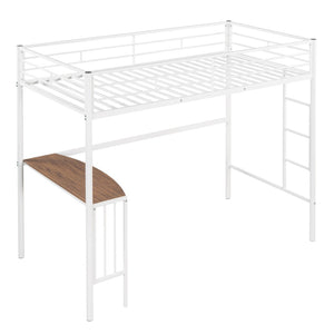 English Elm Twin Over Full Metal Bunk Bed with Built-in Study Desk Steel Frame Kids Bedroom White LT000092AAK