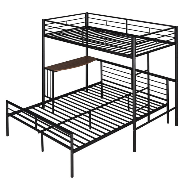 English Elm Twin Over Full Metal Bunk Bed with Built-in Study Desk Steel Frame Kids Bedroom LT000092AAB