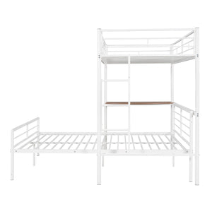 English Elm Twin Over Full Metal Bunk Bed with Built-in Study Desk Steel Frame Kids Bedroom White LT000092AAK