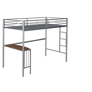 English Elm Twin Over Full Metal Bunk Bed with Built-in Study Desk Steel Frame Kids Bedroom Silver LT000092AAN
