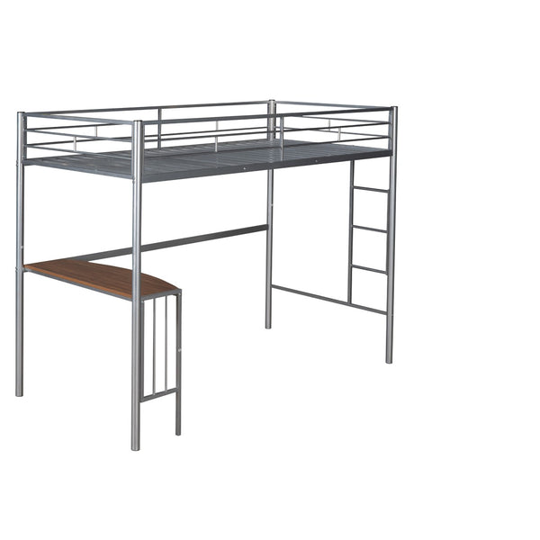 English Elm Twin Over Full Metal Bunk Bed with Built-in Study Desk Steel Frame Kids Bedroom Silver LT000092AAN