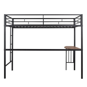 English Elm Twin Over Full Metal Bunk Bed with Built-in Study Desk Steel Frame Kids Bedroom LT000092AAB