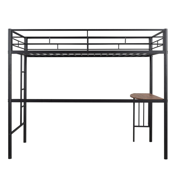English Elm Twin Over Full Metal Bunk Bed with Built-in Study Desk Steel Frame Kids Bedroom LT000092AAB