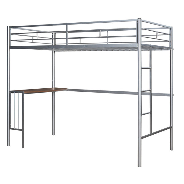 English Elm Twin Over Full Metal Bunk Bed with Built-in Study Desk Steel Frame Kids Bedroom Silver LT000092AAN