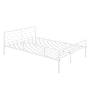English Elm Twin Over Full Metal Bunk Bed with Built-in Study Desk Steel Frame Kids Bedroom White LT000092AAK