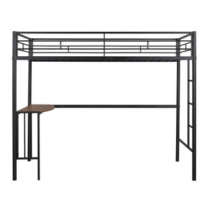 English Elm Twin Over Full Metal Bunk Bed with Built-in Study Desk Steel Frame Kids Bedroom LT000092AAB