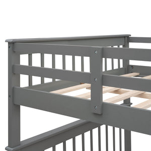 English Elm Stairway Full Over Bunk Bed with Staircase Storage Shelves in White Pine Gray LT100110AAE