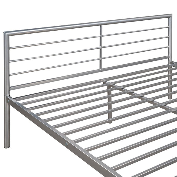 English Elm Twin Over Full Metal Bunk Bed with Built-in Study Desk Steel Frame Kids Bedroom Silver LT000092AAN