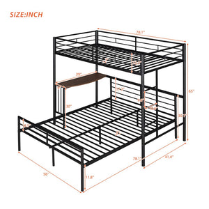 English Elm Twin Over Full Metal Bunk Bed with Built-in Study Desk Steel Frame Kids Bedroom LT000092AAB