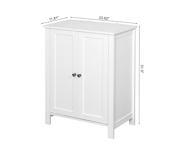 English Elm Bathroom Floor Cabinet White Mdf Double Door Adjustable Shelf Moisture Resistant Storage W40914886