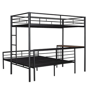 English Elm Twin Over Full Metal Bunk Bed with Built-in Study Desk Steel Frame Kids Bedroom LT000092AAB