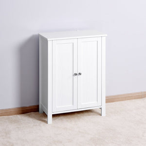 English Elm Bathroom Floor Cabinet White Mdf Double Door Adjustable Shelf Moisture Resistant Storage W40914886